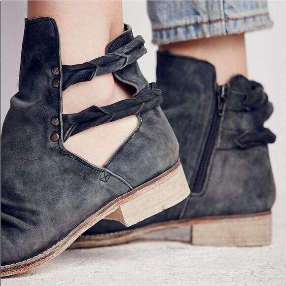 Free People sz 40 Landslide gray leather ankle boots sz 10 - Picture 2 of 8